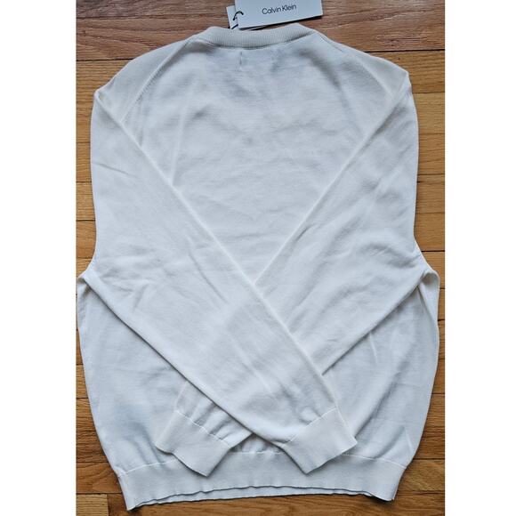 NEW Calvin Klein 100% Supima Cotton Mens Crewneck Cream Sweater, Sz XL, NWT - Picture 4 of 6